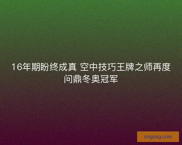 16年期盼终成真 空中技巧王牌之师再度问鼎冬奥冠军